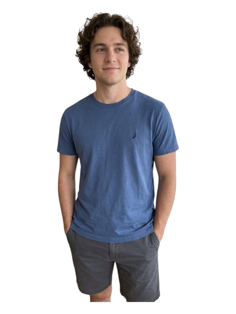Nautica Slate Blue Embroidered Sail Short Sleeve T-Shirt Size M